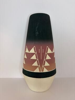Handcrafted Sioux Pottery Vase Native American Style Geometric Southwest Decor